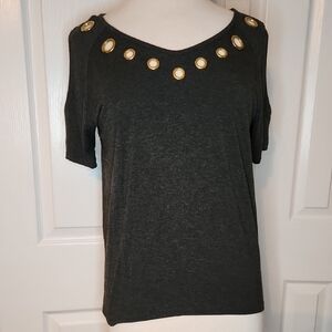 Cable & Gauge Dark Gray Top with Gold Accents